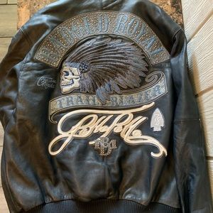 Pelle Pelle Navy Blue Royal Trailblazer Jacket Size 3x Both Inside Pockets Torn